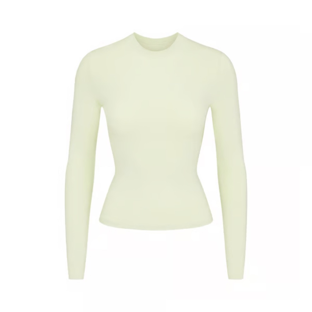 SKIMS Cotton Jersey Long Sleeve Shirt Pistachio Size Small